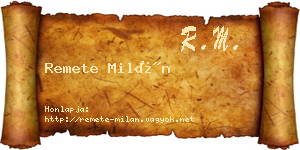 Remete Milán névjegykártya