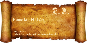 Remete Milán névjegykártya